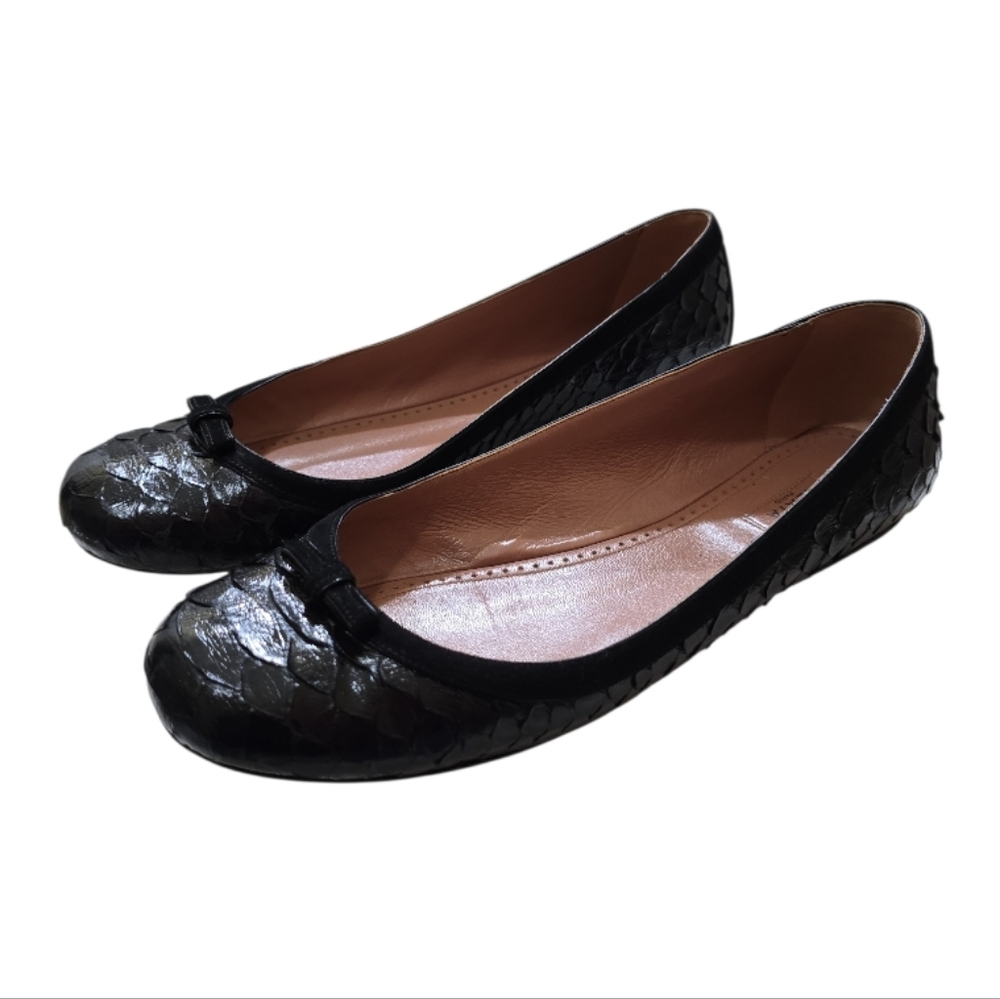 Alaia Paris Black Python Snake Leather Ballet Fla… - image 1